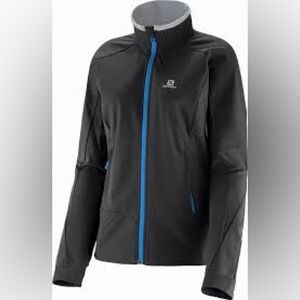 Salomon Women's Jacket in Black with Blue Highlights